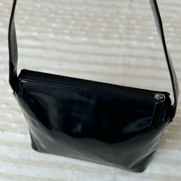 Gianni Versace vintage black patent leather tote shoulder bag silver hardware - Picture 4 of 16